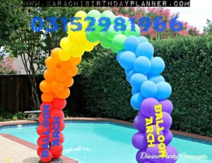 This pure rinbow arch is made by Balloon Decorations expert Noman